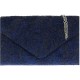 H&G Ladies Satin Lace Clutch Bag Envelope Design - Navy